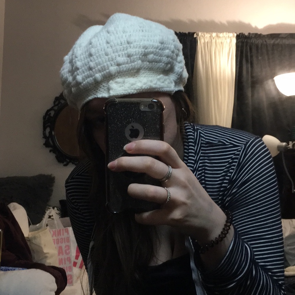Handmade crochet hat/beanie with detail.